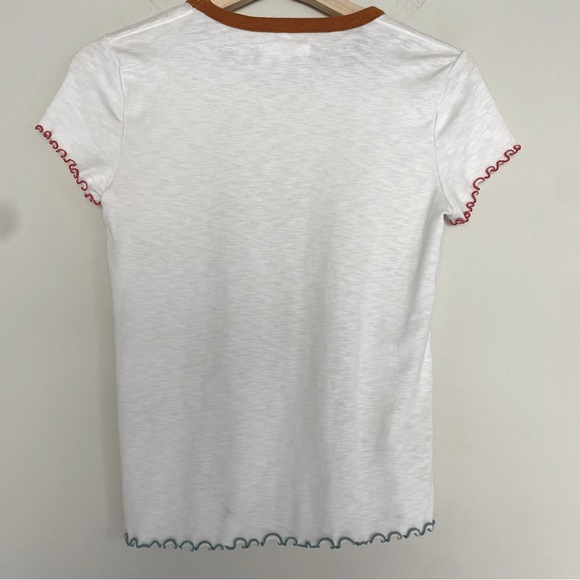 Madewell Colorblock Tipped Baby Tee Size Small 90s Inspired lettuce color hem - Picture 2 of 4